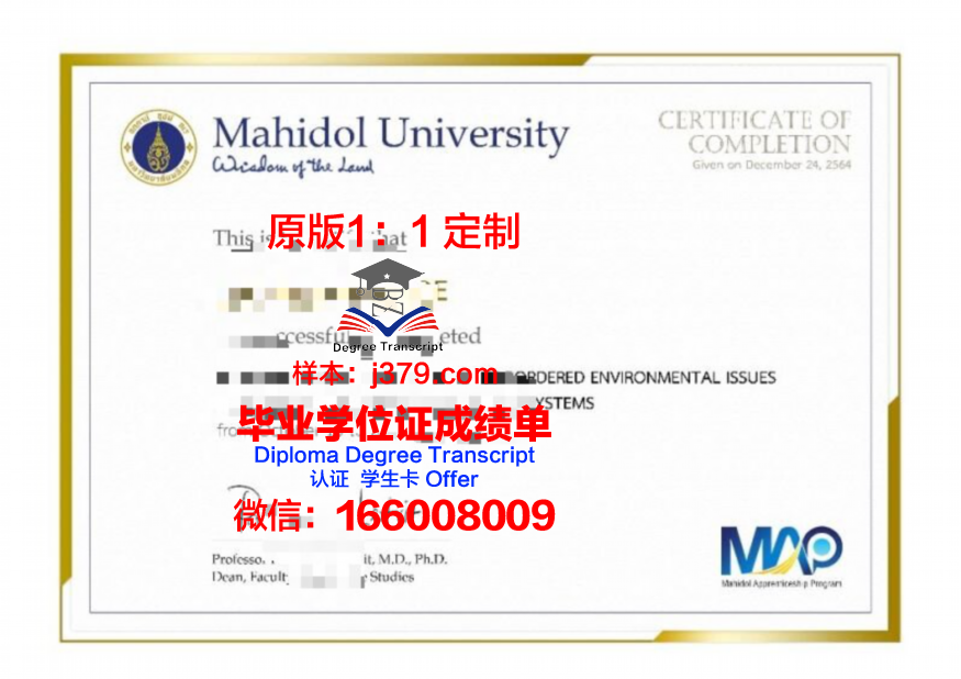 玛希隆大学毕业证书图片模板(玛希隆大学毕业难吗)