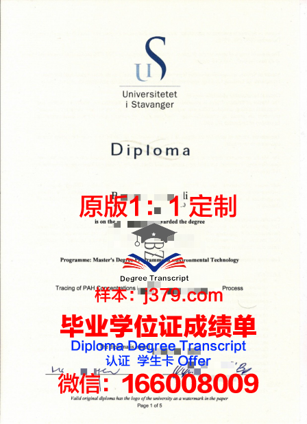 挪威斯塔万格大学毕业证学位文凭学历Diploma